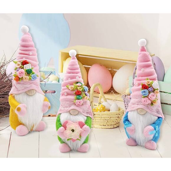 Adorable Spring Flowers, Gnomes, Handmade Shelf, dwarf figurines - Picture 5 of 7